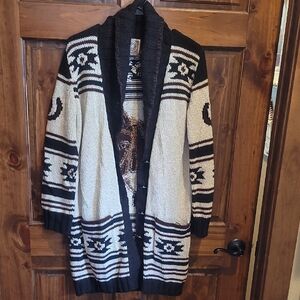 Double D Ranch Brown and Cream Long Cardigan